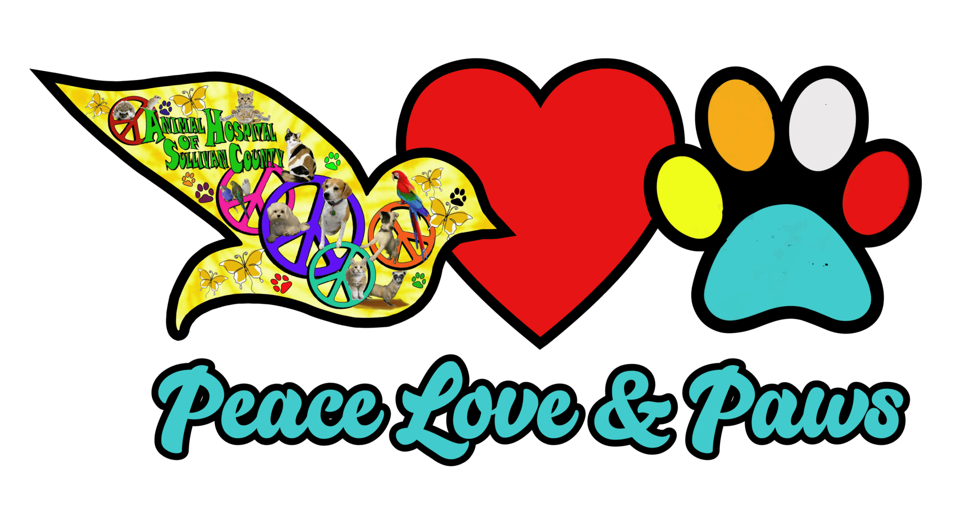 A logo for Peace Love & Paws